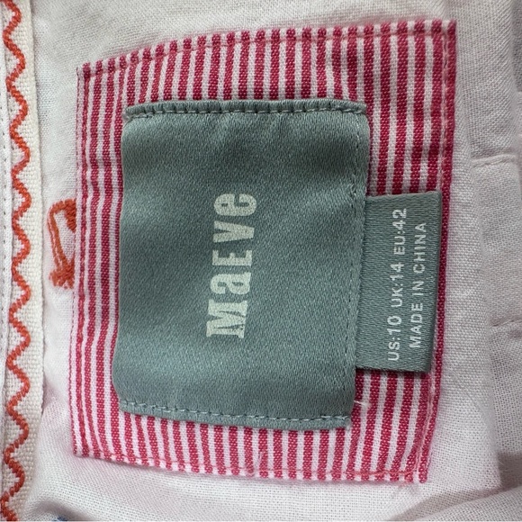 Anthropologie Maeve White and Orange tepee print button down size 10 - Picture 12 of 14